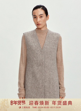 【绵羊毛】GOLDEN BARRY25冬极简气质叠穿通勤收腰V领马甲144007