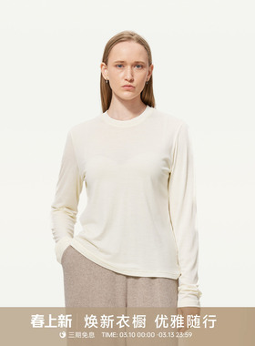 GOLDEN BARRY25秋极简柔和气质百搭澳洲美丽诺羊毛打底衫女202501