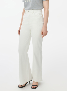 GOLDEN BARRY25秋白色微喇裤流行极简质感牛仔喇叭裤女506036