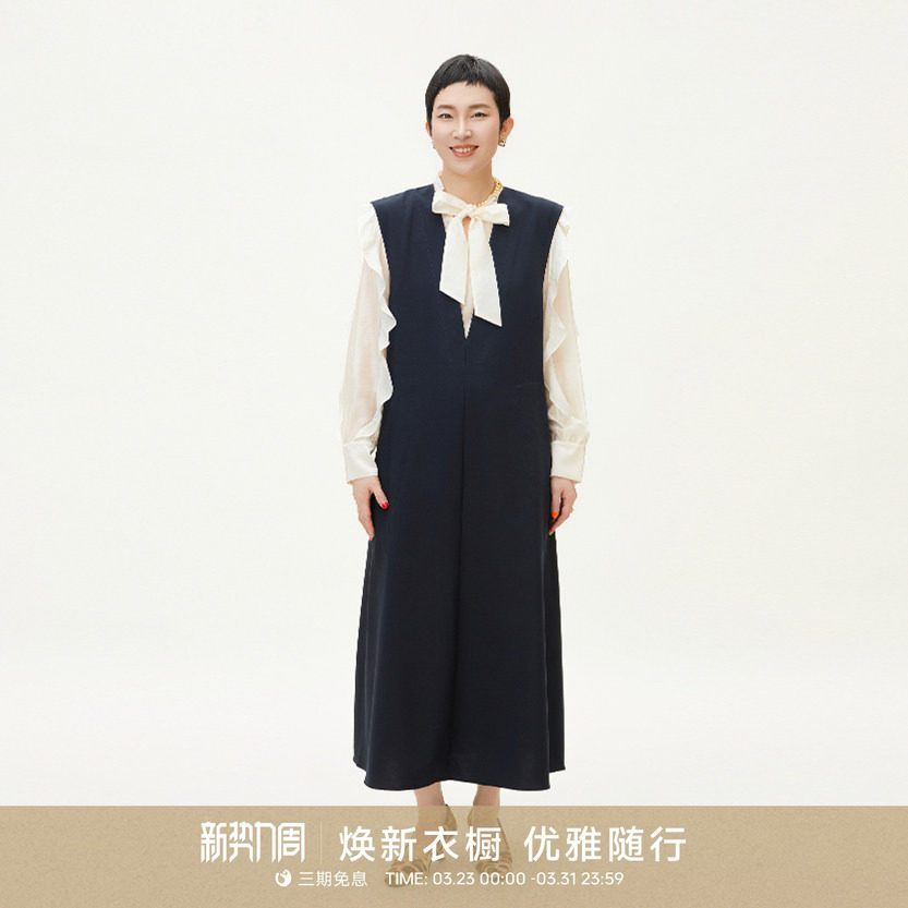 【高智精英】GOLDEN BARRY春夏新品极简主义深V无袖连衣裙301275