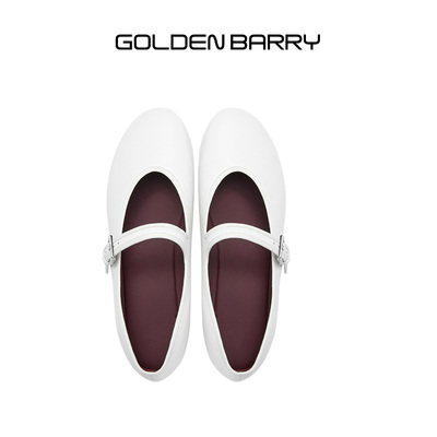 GOLDEN BARRY金和百瑞25秋法式软面羊皮一字扣平底单鞋女646072