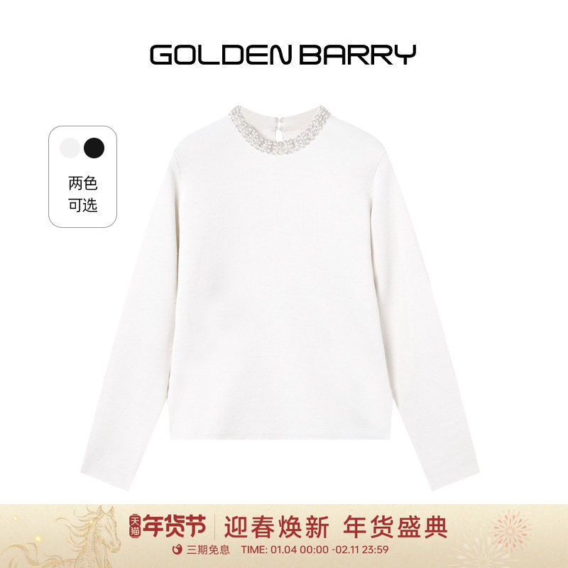 【100绵羊毛】GOLDEN BARRY25秋冬重工钉珠精致温柔风毛衣241274,女装/女士精品,毛衣,淘宝优惠券,粉丝福利购,淘宝优惠卷