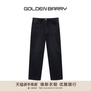 501132 碳黑烫钻高腰直筒显瘦牛仔裤 GOLDEN BARRY金和百瑞冬季