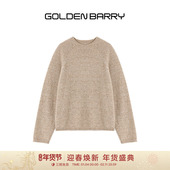 GOLDEN 100山羊绒 BARRY26春休闲宽松花驼圆领羊绒毛衣243124