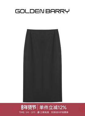 GOLDEN BARRY金和百瑞2025年冬季极简高级质感丝毛直筒裙310101