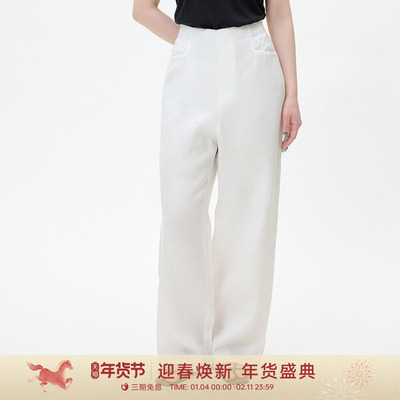 裤子2025新款纯色亚麻休闲裤