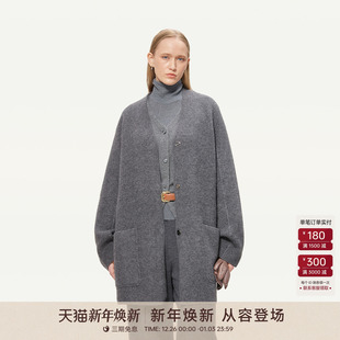 GOLDEN 242275 BARRY25秋冬高智感廓形慵懒大口袋V领气质毛织开衫