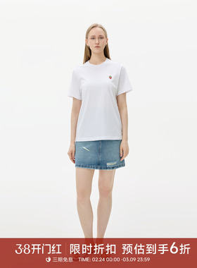 GOLDEN BARRY金和百瑞25夏重工刺绣小草莓白色短袖T恤女201999