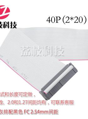FC-40P灰色排线 2.54间距2*20P双排40芯40Pin排线压好IDC牛角插头