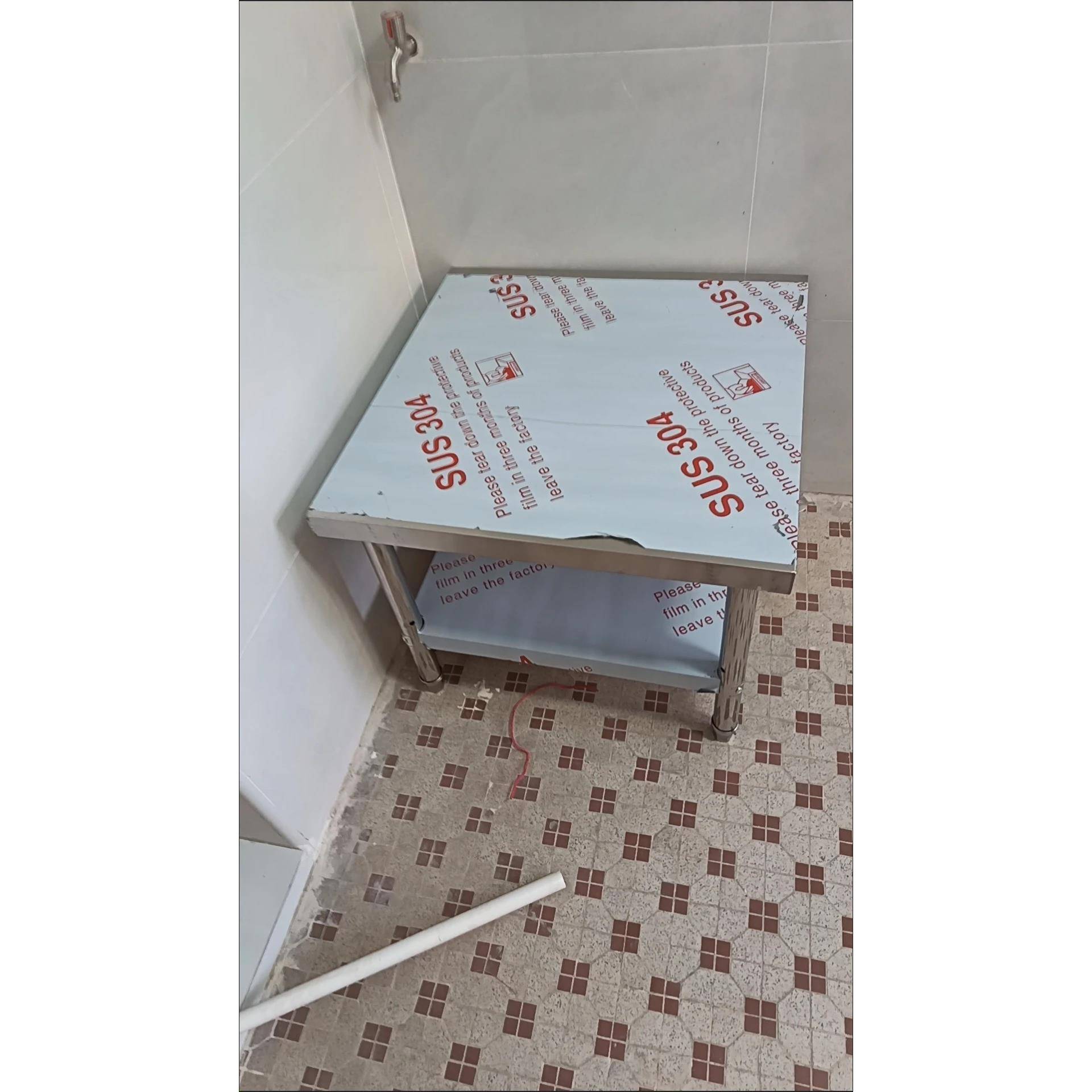 特厚不锈钢架子操作台定制置物架两层厨房白钢工作台切菜剁肉桌子