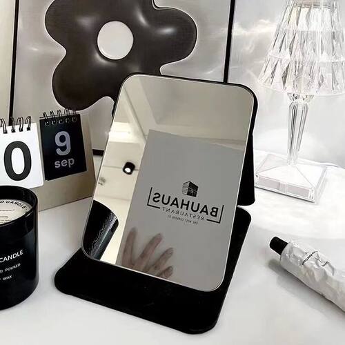 镜子化妆镜ins风随身携带便携式梳妆镜台式桌面可立家用宿舍学生