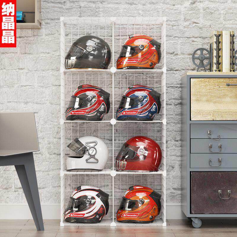 机车安全帽架子家用放帽子的放置架收纳柜安全帽铁艺支架墙置物架