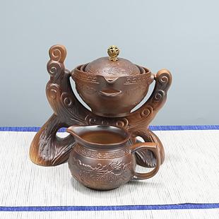 家用简约防烫创意翻转出水 懒人功夫茶具陶瓷半自动茶具柴烧套装