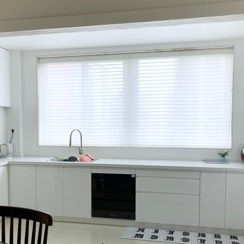 百叶窗帘免打孔香格里拉窗帘柔纱帘卷帘办公室卫生间阳台卧室电动