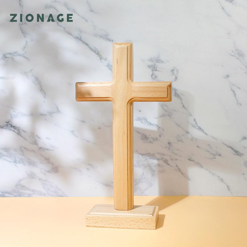手工天然实木十字架摆件现代书房简约家居办公桌面装饰客厅摆饰品