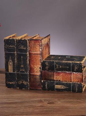 复古欧式假书书房书柜装饰摆件仿真书收纳盒子桌面拍照道具书摆设