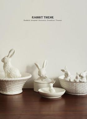 [兔子收藏]出口斯堪的纳维亚小生境设计兔子形状的陶瓷装饰罐碗蛋