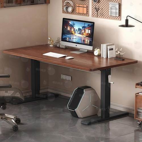 实木升降桌电脑桌书桌定制办公学习家用卧室阳台儿童学生书桌子