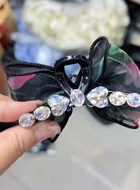 蝴蝶结水钻网纱小抓夹女2025新款高级感侧边刘海夹半扎发发夹发卡
