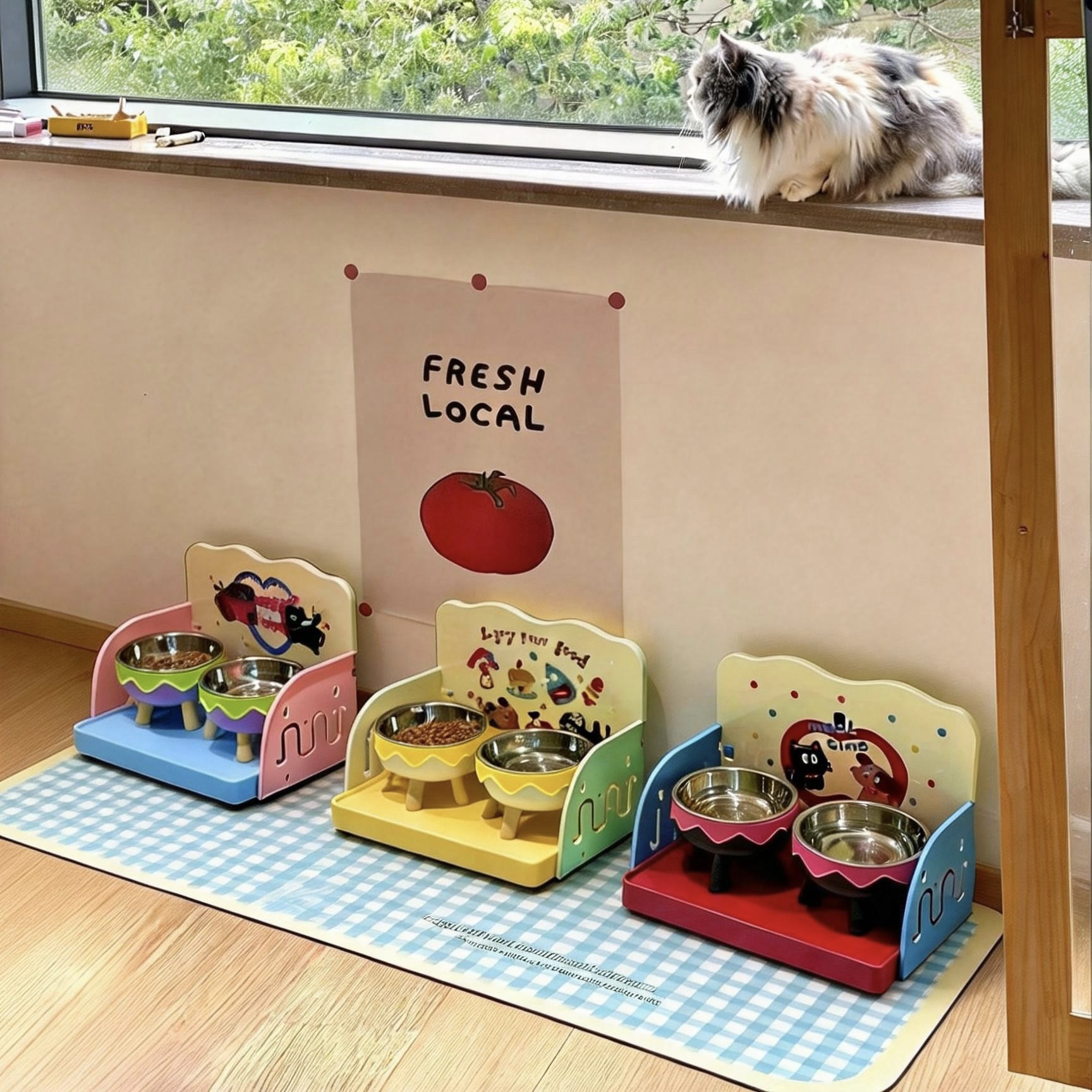 猫碗宠物餐桌猫食盆增高架猫咪饭碗大口径狗碗狗盆喝水碗保护颈椎
