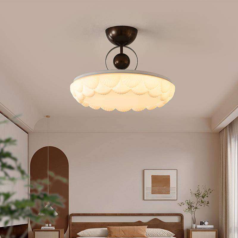 卧室灯复古奶油风创意百褶飞碟灯全光谱护眼简约风主卧书房吸顶灯,3C数码配件,USB灯,淘宝优惠券,粉丝福利购,淘宝优惠卷