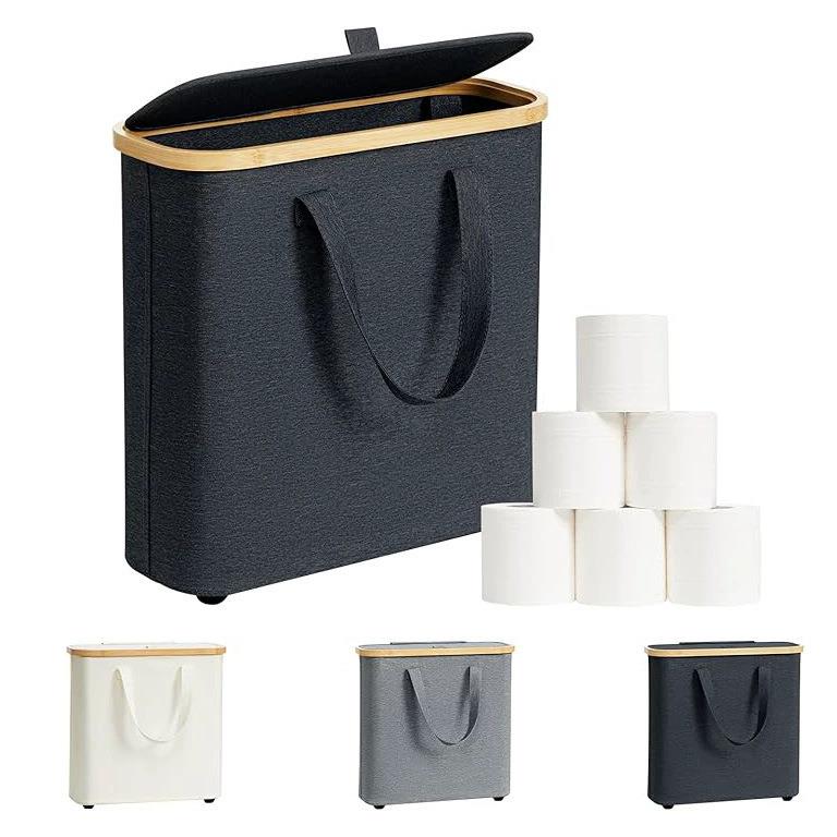 跨境卫生间放纸神器纸巾盒大容量竹制布艺洗脸巾收纳盒厕所卷纸盒
