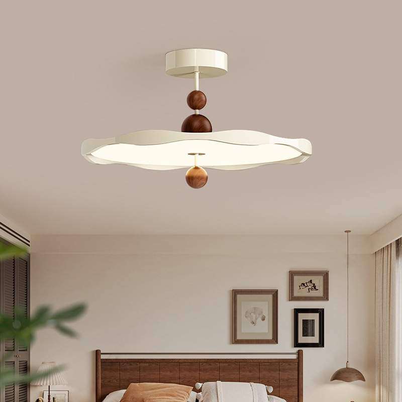 中古卧室灯飞碟吸顶灯法式复古侘寂风胡桃木纹餐厅奶油风房间灯具,3C数码配件,USB灯,淘宝优惠券,粉丝福利购,淘宝优惠卷