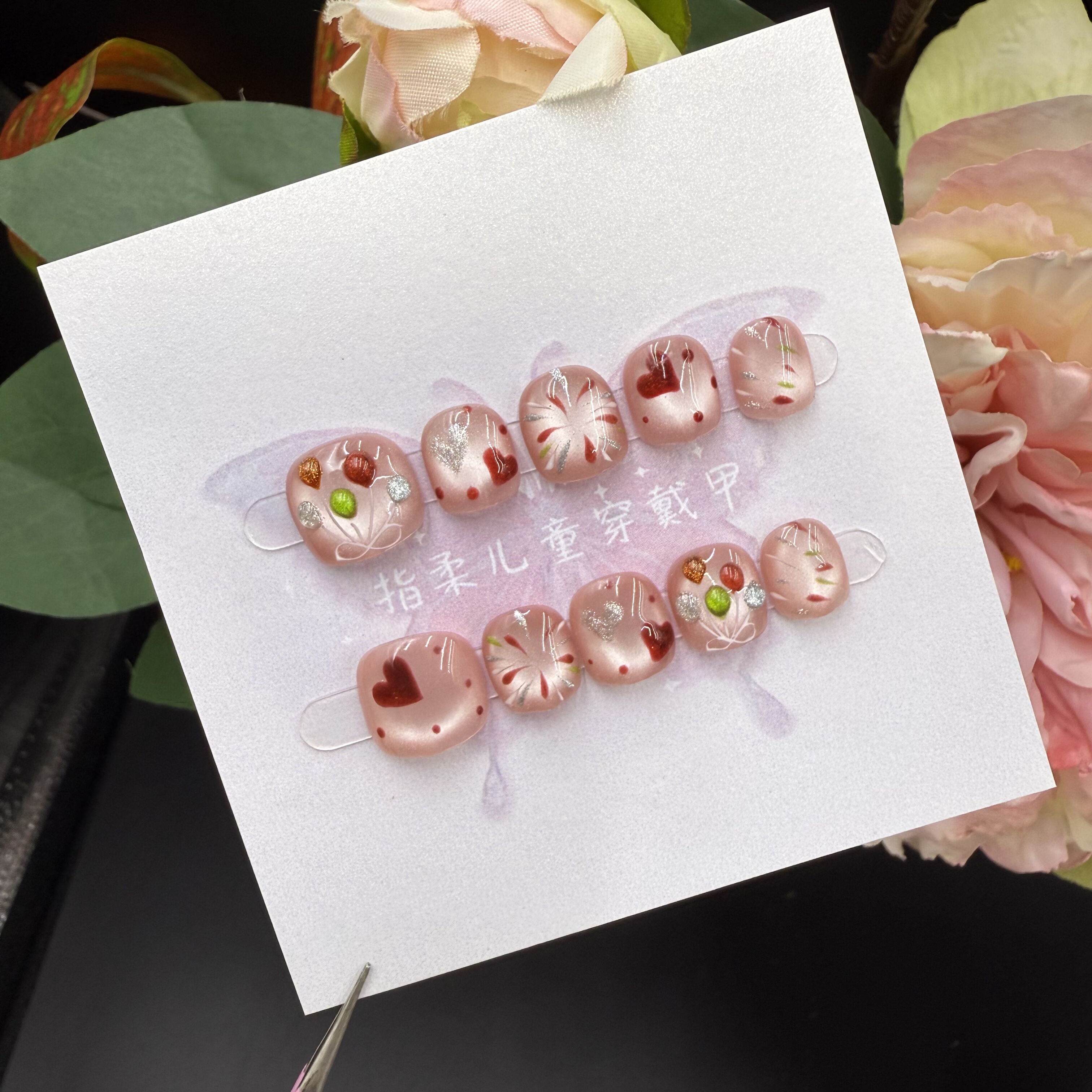 Children's Press-on Nails Heart & Fireworks Stickers - Product image 2