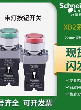 施耐德带灯按钮24V自复位LED开关XB2BW33B1C绿色 BW34M2C红色220V