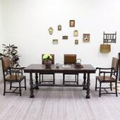 法式 中古实木榫卯咖色餐桌海派覆古茶空间茶桌客厅书桌电脑桌定制