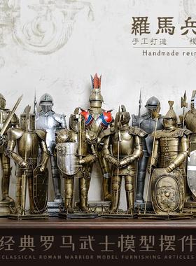 覆古盔甲武士铁艺模型酒柜电视柜酒吧欧式骑士铠甲工艺礼品摆饰装