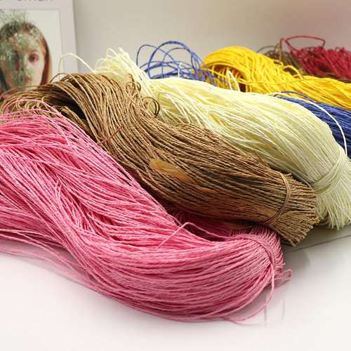 厂家按公斤直销 彩色拉菲草纸绳直径1.5-2mm编织环保绿色双股纸绳