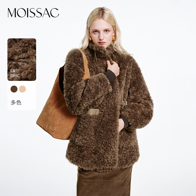 MOISSAC摩萨克2025冬新款复古休闲风立领摇粒绒单排扣毛绒外套女,女装/女士精品,短外套,淘宝优惠券,粉丝福利购,淘宝优惠卷