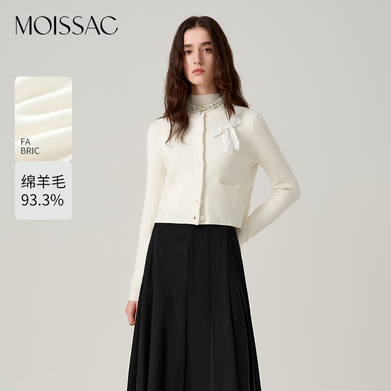 摩萨克冬绵羊毛圆领蝴蝶结单排扣毛针织开衫上衣外套女,女装/女士精品,毛衣,淘宝优惠券,粉丝福利购,淘宝优惠卷