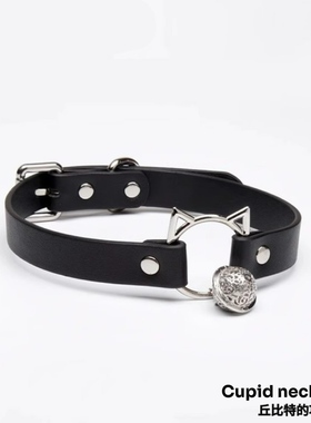 猫咪铃铛项圈女m定制皮革