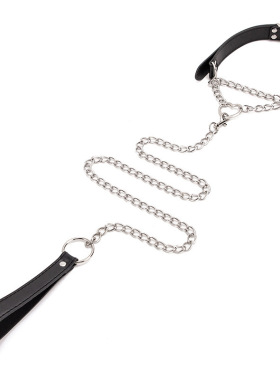 黑色爱心挂环脖套女m皮质项圈