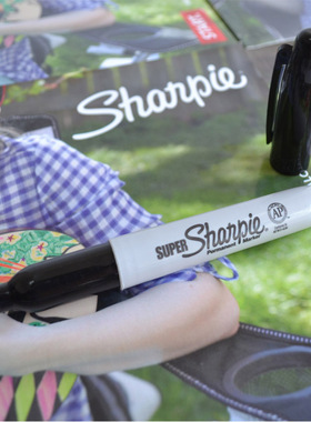 美国sharpie锐意防褪色防水记号笔油性大容量Super Marker 三福33001黑色 红色2.0MM
