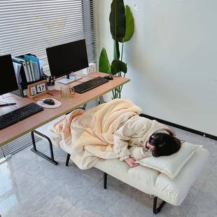 午休折叠沙发BAI床办公椅室睡一午体用电脑子折叠躺椅两可坐凌之