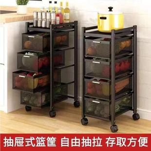 厨房TIU物架落地多家用缝杂物架蔬菜水夹果多用储物置收 抽层屉式