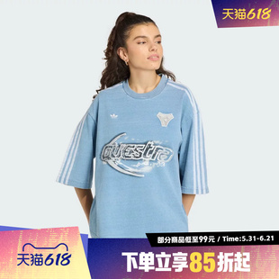 adidas阿迪达斯三叶草女子DENIM TEE运动休闲短袖T恤KZ5011