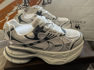 骆驼 银月2.0老爹鞋 厚底增高低帮透网/女款/米色/灰色河南wh仓