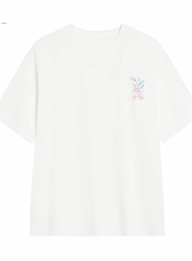 Li Ning 后背花卉图案舒适圆领落肩短袖衫T恤 女装 AHST428-1