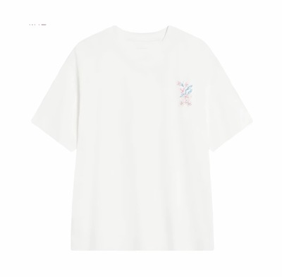 Li Ning 后背花卉图案舒适圆领落肩短袖衫T恤 女装 AHST428-1