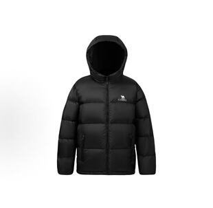 骆驼火山系列男女同款连帽羽绒服黑色M13CR07089H 深圳主仓