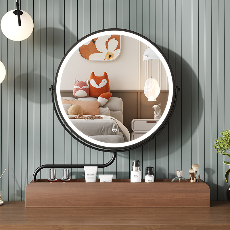 网红台式化妆镜收纳盒一体化妆台镜子轻奢桌面镜子美妆镜led带灯,住宅家具,化妆镜,淘宝优惠券,粉丝福利购,淘宝优惠卷