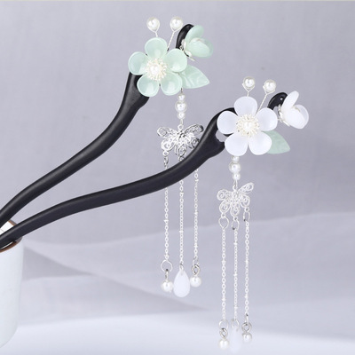 古风发簪高级感盘发木簪黑檀木