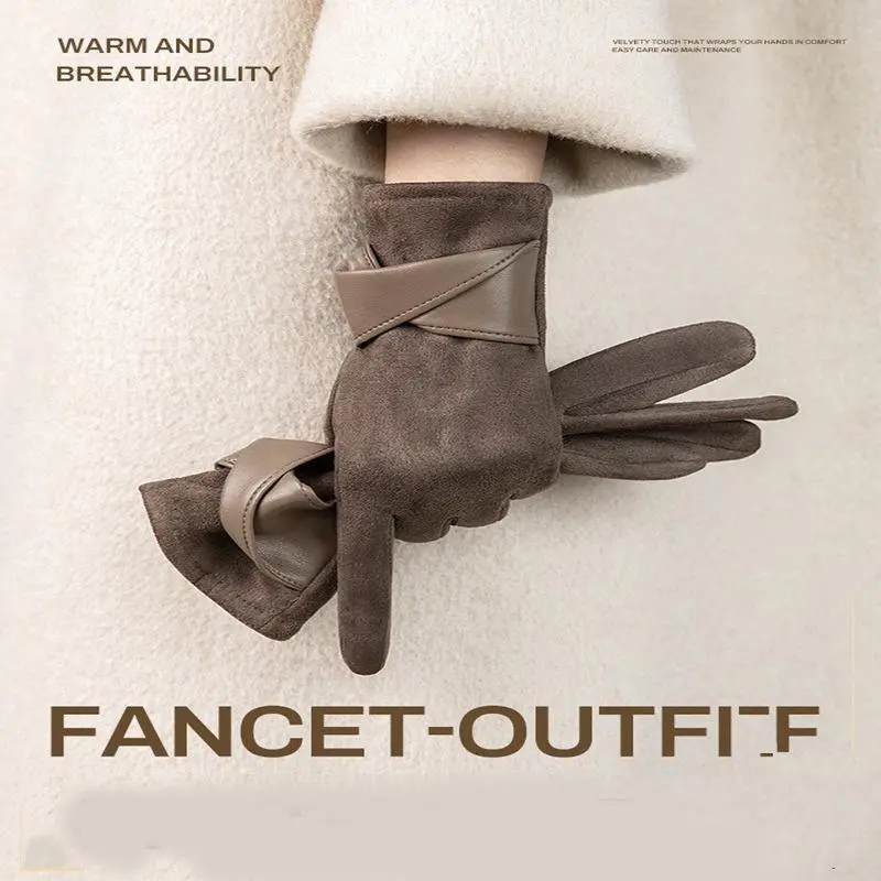 手套女仿麂皮绒防寒保暖加绒男