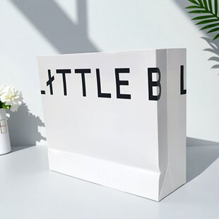 LITTLE B手提袋简约购物袋手提式白色文字图案手提包装纸手提袋