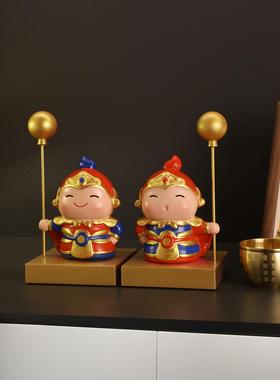 新款创意新中式高档门神摆件客厅玄关电视柜装饰新居搬家乔迁礼物