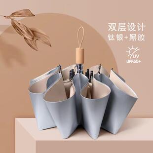 钛银双层遮阳伞防晒抗UV雨伞晴雨两用女士手动款男士遮阳折叠